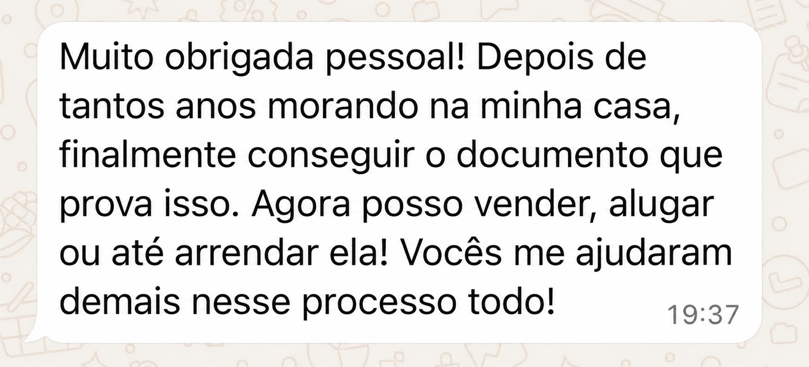 Depoimento de cliente 3 recebido via WhatsApp
